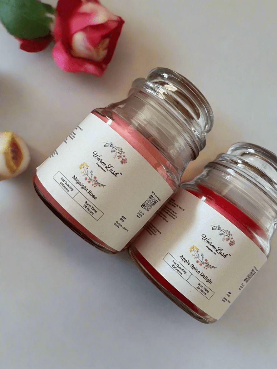 Romance & Warmth in Every Glow – Midnight Rose & Apple Spiced Delight Candle Duo. - Warmlush